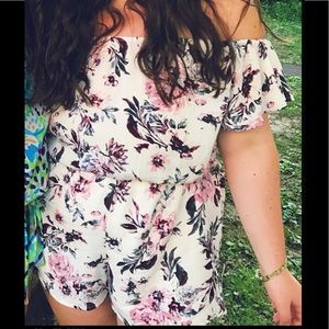 Off the shoulder floral romper